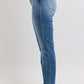Judy Blue Full Size Mid Rise Skinny Cuff Jeans with Pockets Plus Size - DAVERRI FASHIONS