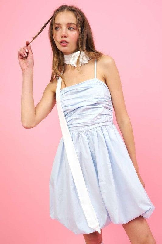 Mittoshop Ruched Detail Bubble Hem Mini Dress | Mini Dresses Daverri Fashions