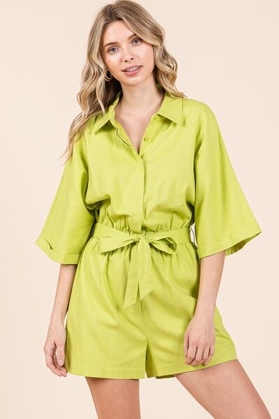 Mittoshop Tie Waist Half Sleeve Romper Rompers