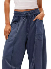 Drawstring Wide Leg Elastic Waist Pants | Pants Daverri Fashions