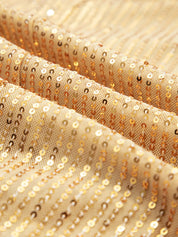 Gold sequined fabric in Metallic Balloon Sleeve Blouse