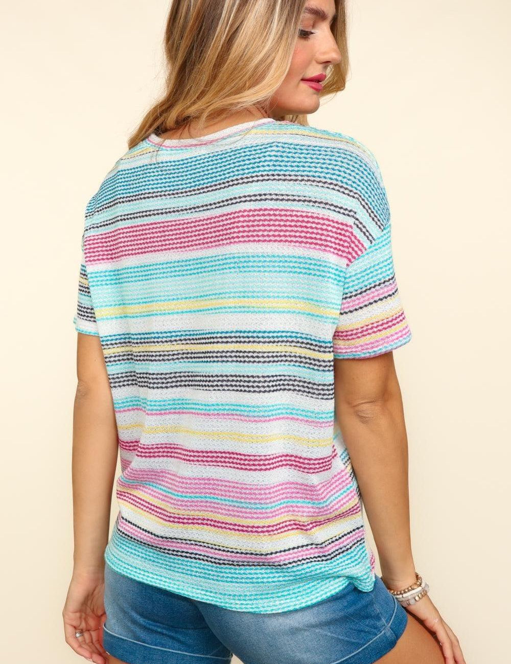 Haptics Waffle Stripe Short Sleeve T-Shirt Shirts & Tops