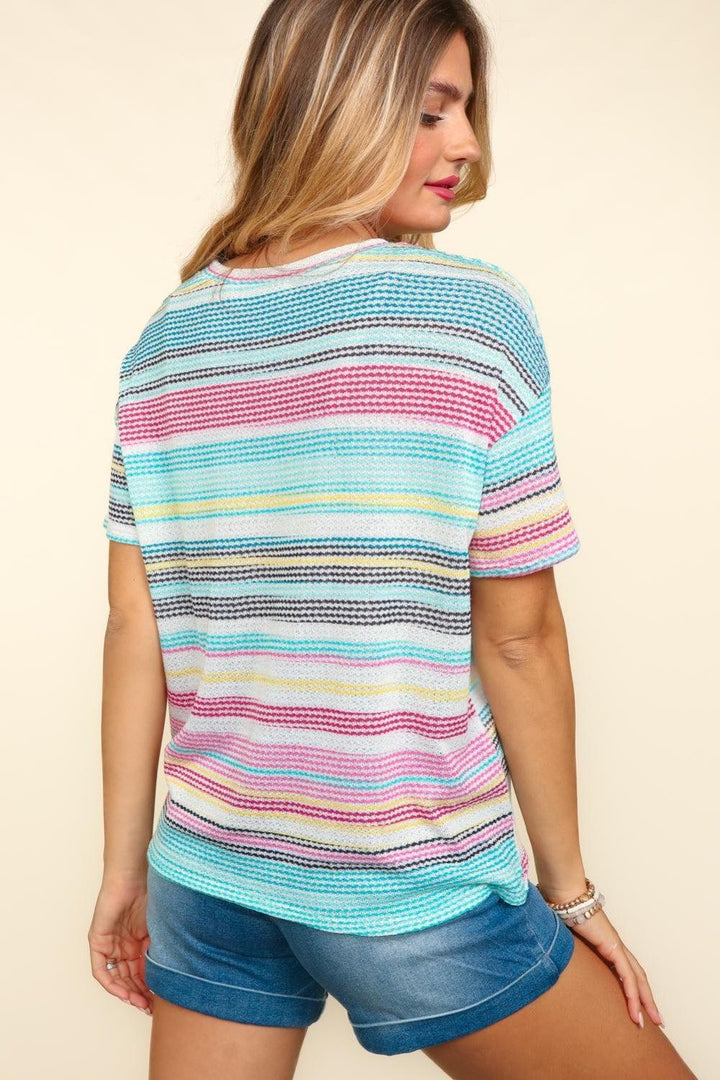 Haptics Waffle Stripe Short Sleeve T-Shirt Shirts & Tops