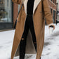 Cozy plus size drop shoulder sherpa longline coat in camel shearling