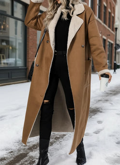 Cozy plus size drop shoulder sherpa longline coat in camel shearling