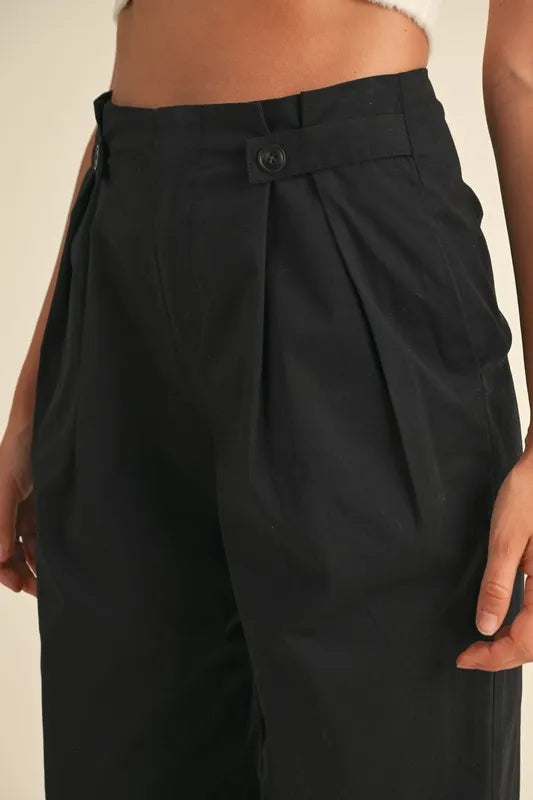 MABLE High Waist Front Pleated Detail Wide Leg Pants Pants