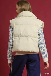 Umgee High Neck Puffer Vest with Zip Front | Vest Jackets Daverri Fashions