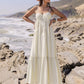 Daverri sweetheart neck spaghetti strap off-white tiered maxi dress