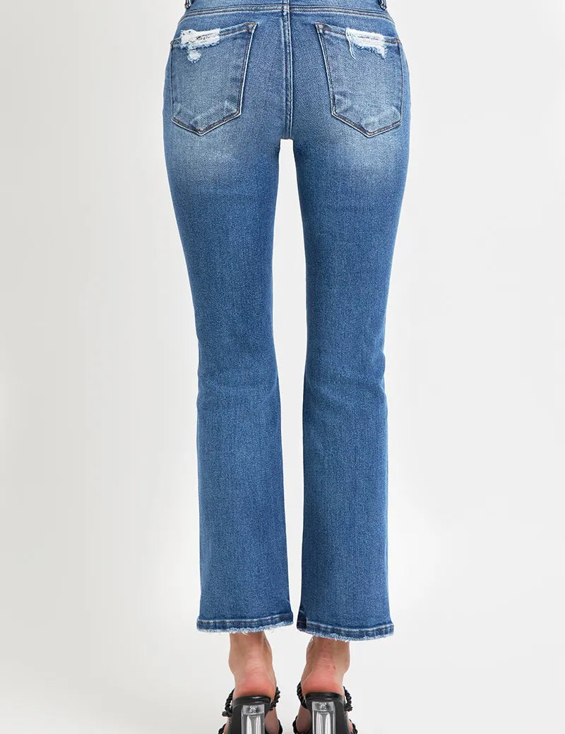 RISEN Full Size Mid Rise Ankle Straight Jeans with Pockets | Daverri Fashions