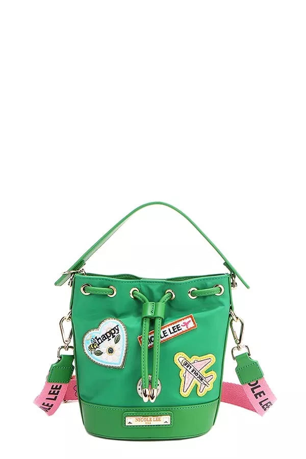 GREEN One Size Color Patch Bucket Bag | Handbags Daverri Fashions