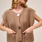 SO ME Big Metal Button Front Sweater Vest COFFEE Sweater Vests