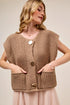 SO ME Big Metal Button Front Sweater Vest COFFEE Sweater Vests