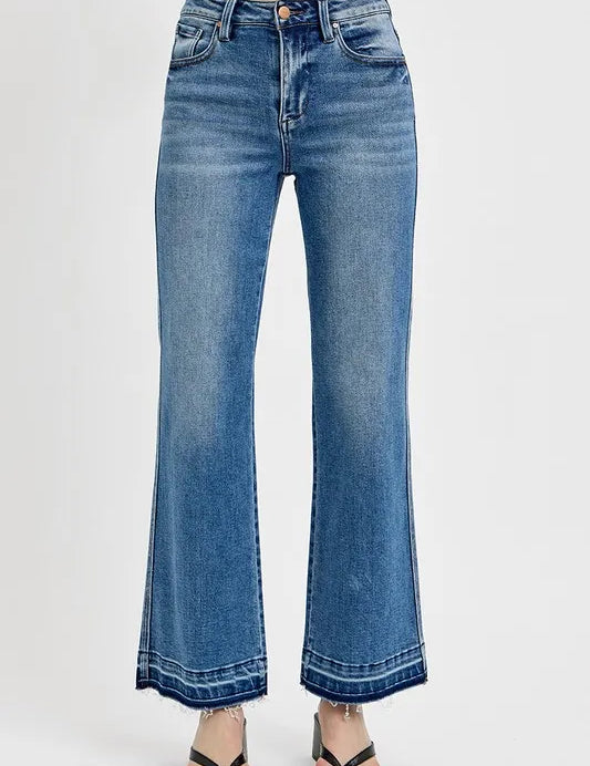 Medium RISEN Full Size Raw Hem Ankle Bootcut Jeans Plus Size | Daverri Fashions