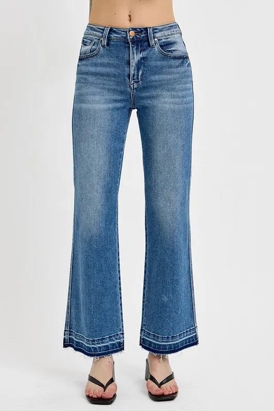 RISEN Full Size Raw Hem Ankle Bootcut Jeans Plus Size Medium