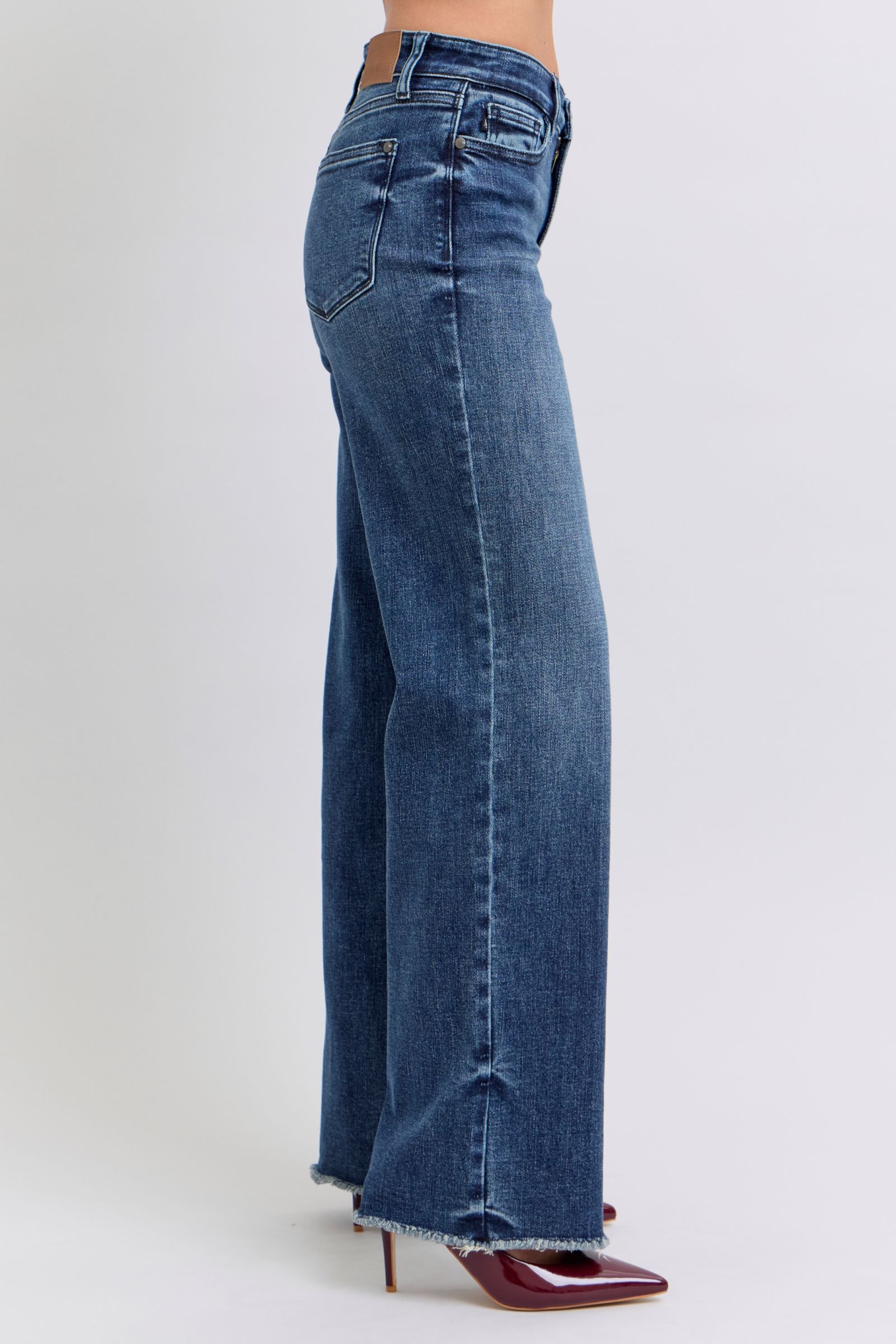 Judy Blue Full Size Raw Hem Mid Rise Jeans | Daverri Fashions