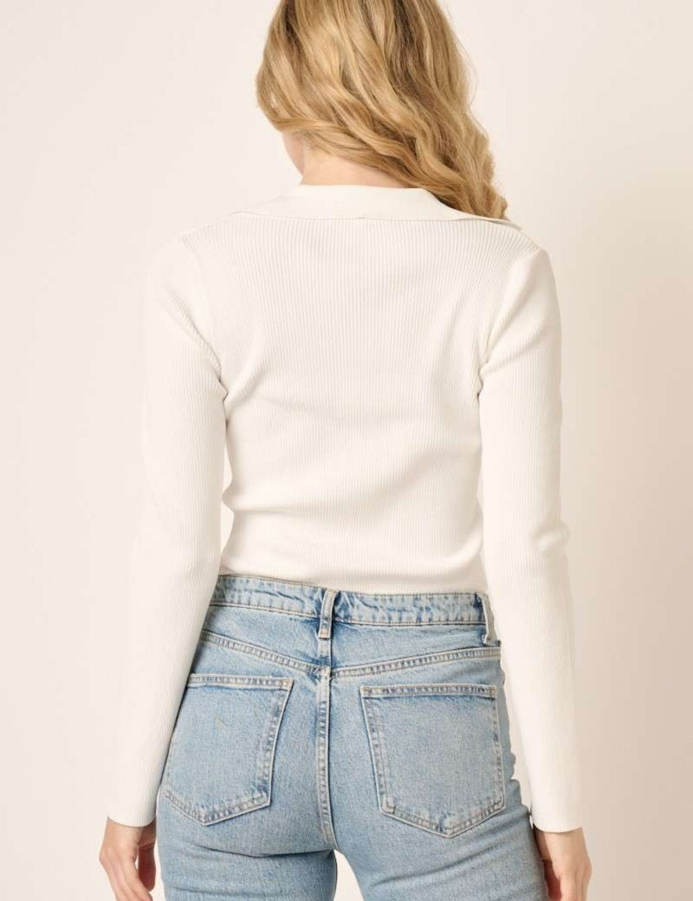 Mittoshop Polo Long Sleeve Ribbed Knit Top