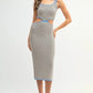 MABLE Multi Color Chevron Knit Bodycon Midi Dress AQUA