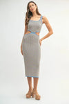 MABLE Multi Color Chevron Knit Bodycon Midi Dress - DAVERRI FASHIONS
