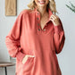 First Love Grommet Split Neck Kangaroo Pocket Sweatshirt - DAVERRI FASHIONS