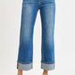 RISEN Full Size Mid Rise Crop Straight Cuffed Jeans Plus Size MEDIUM