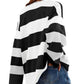 Striped Half-Zip Oversized Sweatshirt - DAVERRI FASHIONS