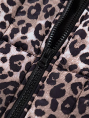 Leopard Quilted Full Zipper Casual Puff Vest | Vest Jackets Daverri Fashions