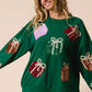 BiBi Sequin Christmas Gift Box Embroideries Pullover - DAVERRI FASHIONS