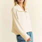 Davi & Dani Drawstring Hem Half Zip Raglan Sleeve Sweatshirt Sweatshirts