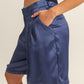 HYFVE High-Waist Pleated Satin Shorts - DAVERRI FASHIONS