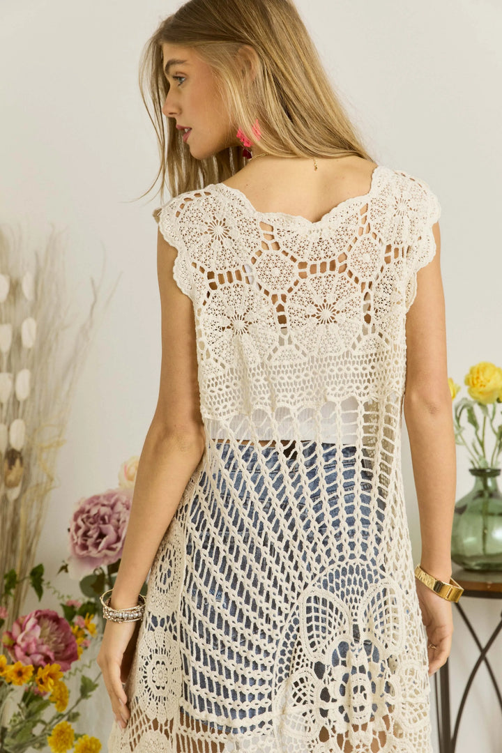 ADORA Crochet Hi-low Tunic Top Tops