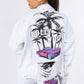 American Bazi Graphic Distressed Long Sleeve Denim Jacket Jackets