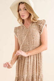 And The Why Boho Printed Tiered Dress | Knee Length Dresses Daverri Fashions