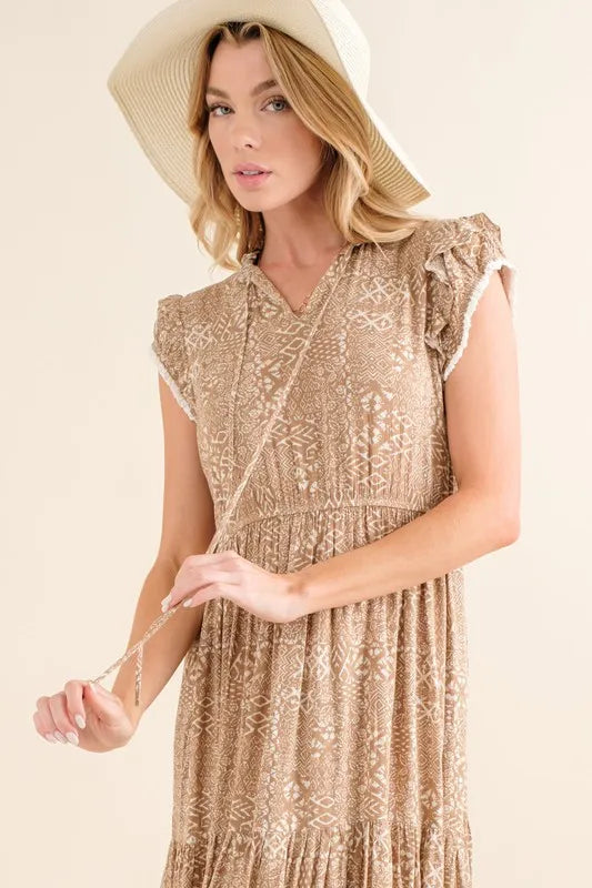 And The Why Boho Printed Tiered Dress Knee Length Dresses