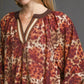 Umgee Animal Print Boho Tunic Dress with Contrast Trim Detail - DAVERRI FASHIONS