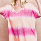 BiBi Tiedye Printed Hacci Knit Top PEACH FUCHSIA Tops