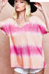 BiBi Tiedye Printed Hacci Knit Top PEACH FUCHSIA Tops