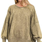 Zenana Acid Wash Exposed-Seam High Low Sweatshirt - DAVERRI FASHIONS