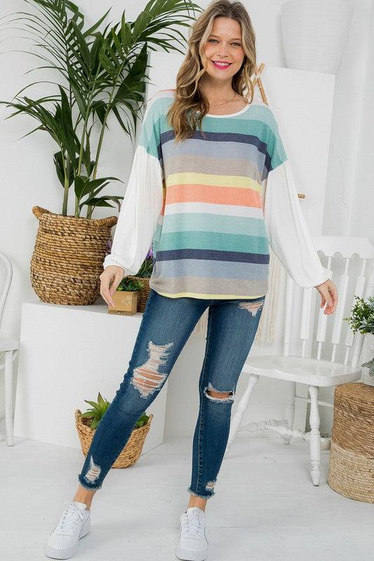 Multi Striped Boxy Top Shirts & Tops