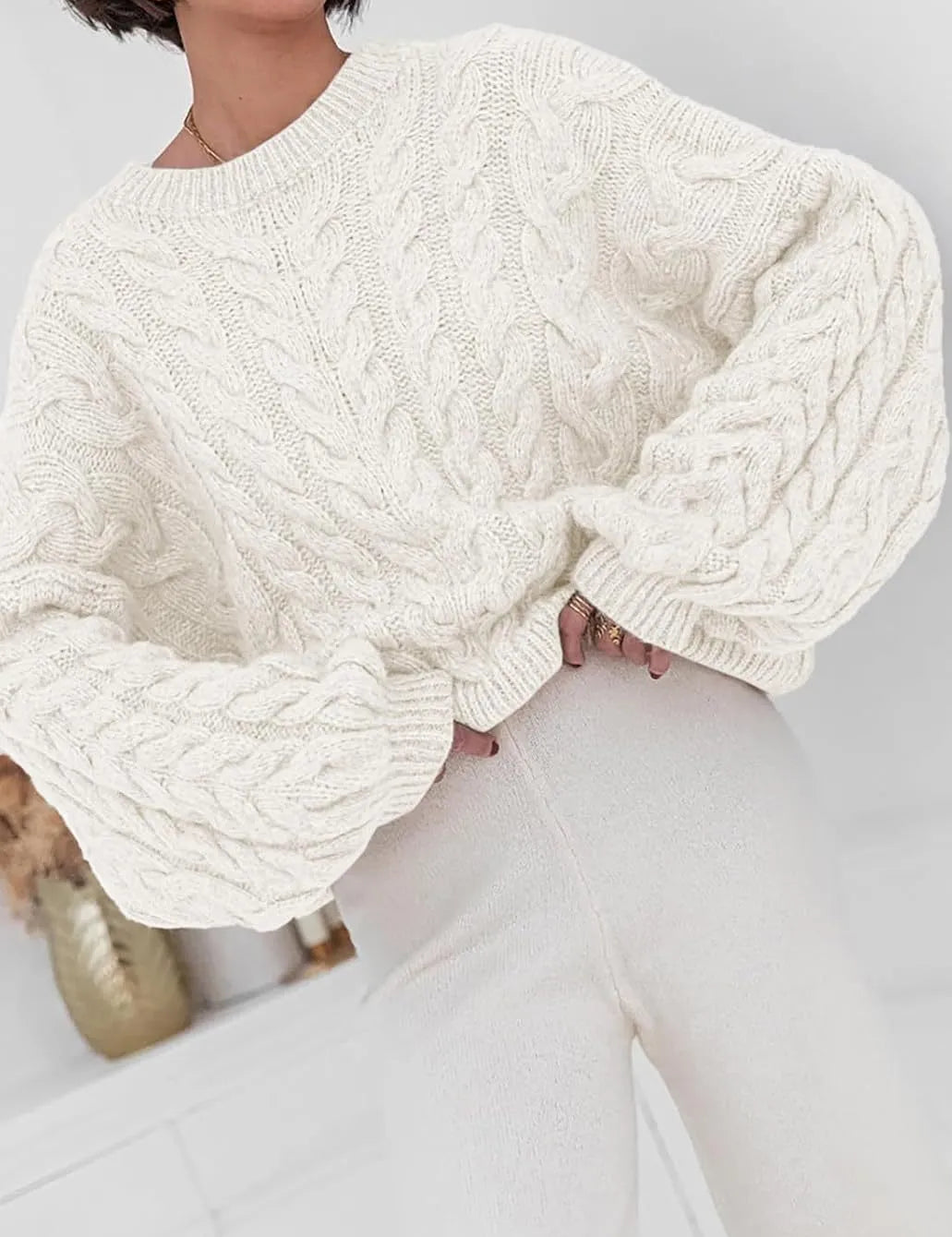 Cable Knit Long Sleeve Sweater | Sweaters Daverri Fashions