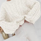 Cable Knit Long Sleeve Sweater - DAVERRI FASHIONS