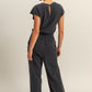 HYFVE Back Keyhole Round Neck Cap Sleeve Drawstring Jumpsuit Jumpsuits