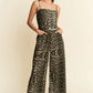 Davi & Dani Leopard Spaghetti Straps Wide Leg Jumpsuit Jumpsuits