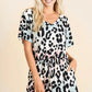 BiBi Gradation Leopard Soft Knit V-neck Romper Rompers