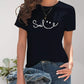 SMILE Round Neck Short Sleeve T-Shirt - DAVERRI FASHIONS