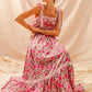 SO ME floral maxi dress in pink with lace trim and ribbon tie straps