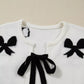 Tie Front Bow Pattern Cardigan - DAVERRI FASHIONS