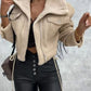 Sherpa Trim Cropped Jacket - DAVERRI FASHIONS