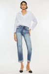Kancan High Rise Cuffed Straight Jeans - DAVERRI FASHIONS