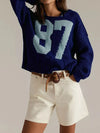 Number 87 Oversized Cable Knit Sweater - DAVERRI FASHIONS