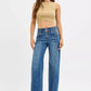 RISEN Mid Rise Fit Wide Baggy Jeans - DAVERRI FASHIONS